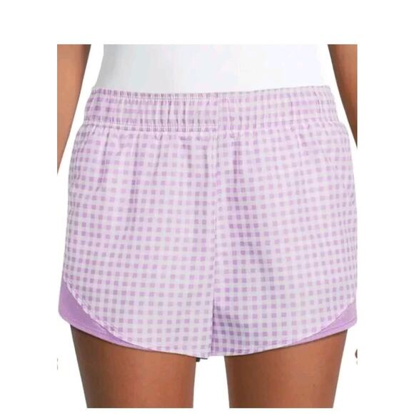 Athletic Works Women’s Lilac Gingham Running Shorts Size S (4–6) Lined EUC - Picture 1 of 9